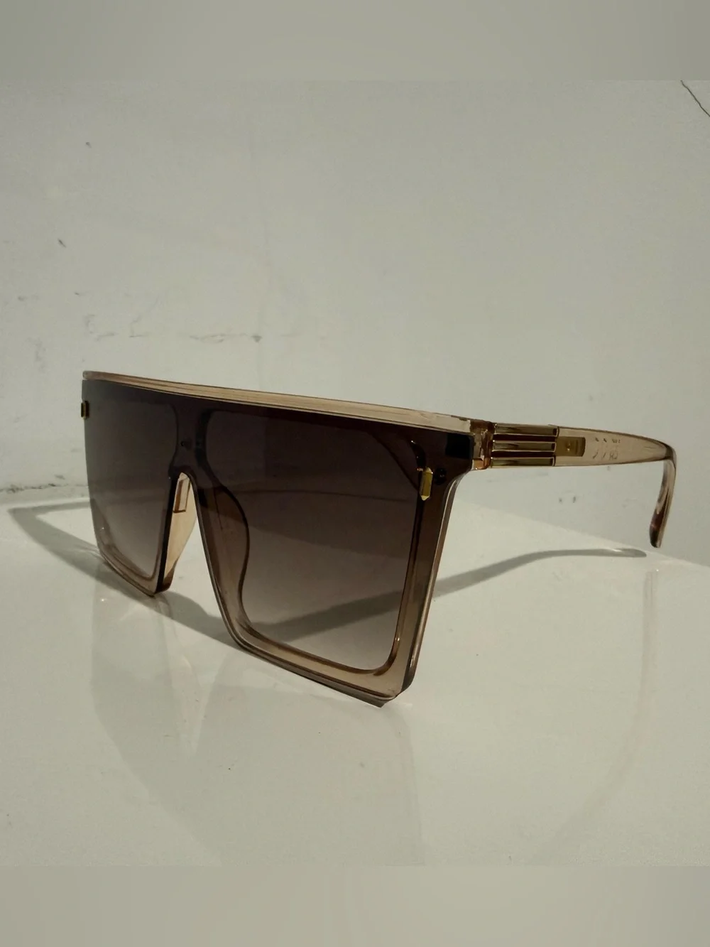 Dollger Oversized Square Flat Top Sunglasses Brown Gradient Lenses UV400